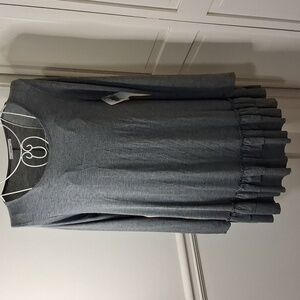 Easel Charcoal Gray Ruffle Hem Tunic